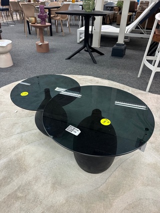 Salontafelset van 2 glas, zwart
